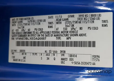 2014 Ford Econoline E350 Super Duty Wagon from USA, damaged, VIN 1FMNE3BLXEDA20557